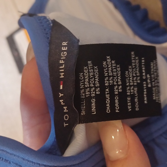 NWT Tommy Hilfiger Blue Ruffled Bikini Top - Picture 9 of 10